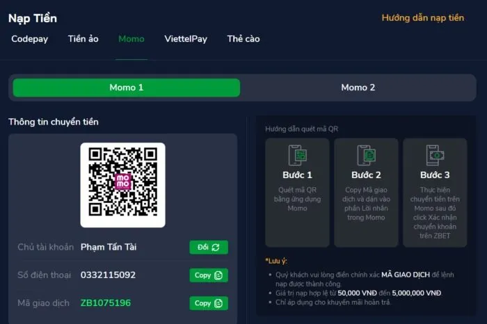 Nạp Tiền ZBET Nhanh Chóng Chỉ Với Các Thao Tác Dễ Dàng Quy trình chung của các thao tác nạp tiền ZBET